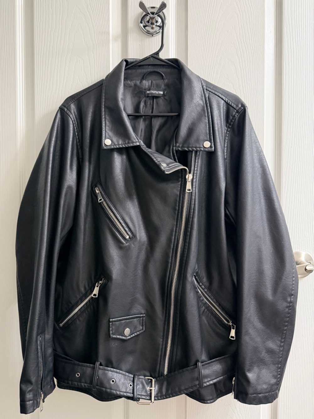 PrettyLittleThing Black Faux Leather Biker Jacket